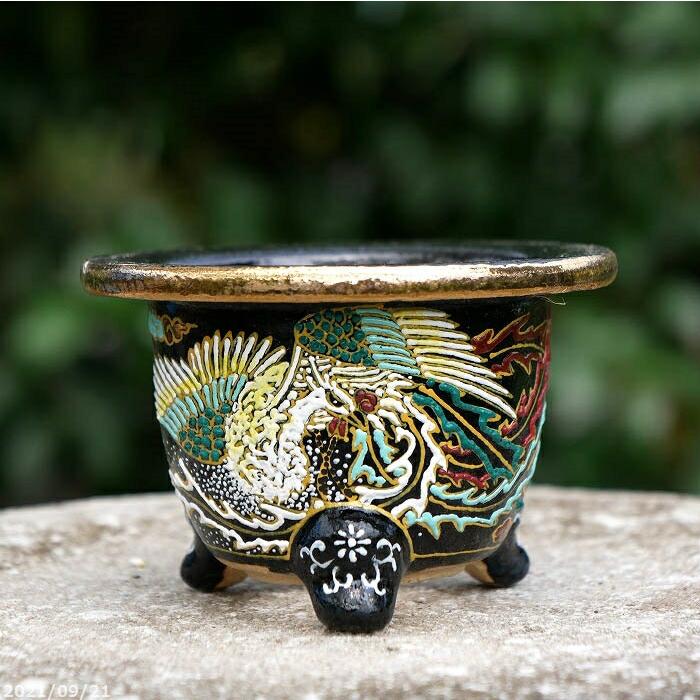 京楽焼 植木鉢 愛楽園製 富貴蘭鉢 「鳳凰紋」 3.5号 (現品No 京楽焼 植木鉢 愛楽園製 富貴蘭鉢 「鳳凰紋」 3.5号 (現品No