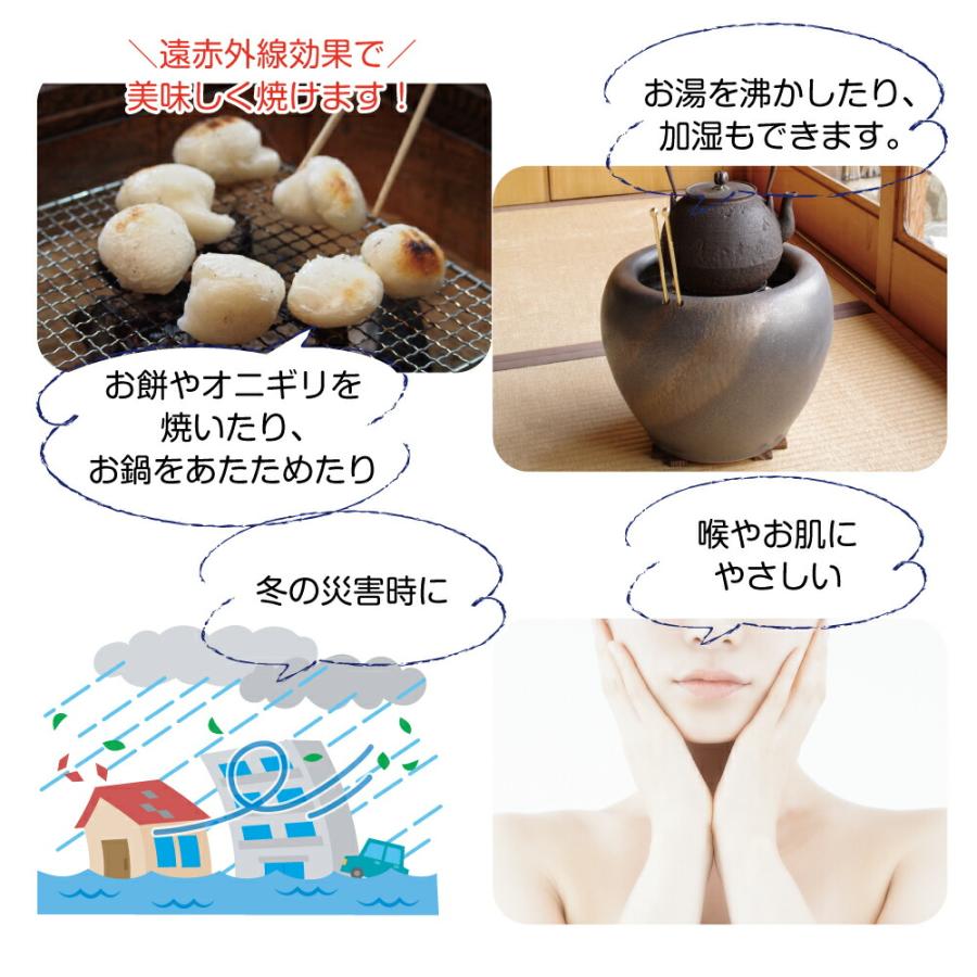 信信楽焼 火鉢 8点セット 金彩10号（火ばし穴有）セット ＋灰炭セット