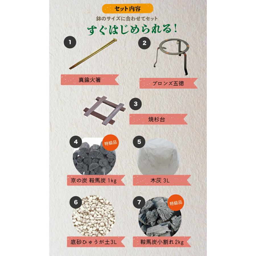 信楽焼 火鉢 8点セット 二色生子（なまこ）10号（火ばし穴有）セット