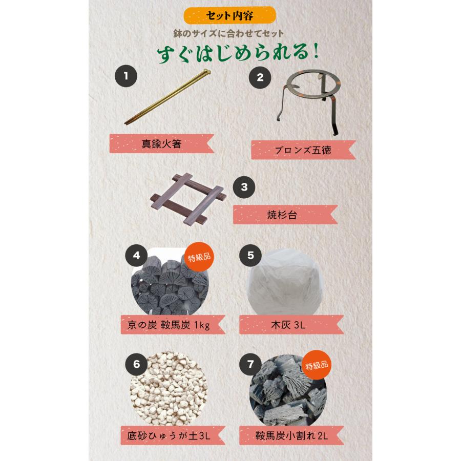 信楽焼 火鉢 8点セット 二色生子（なまこ）10号（火ばし穴有）セット