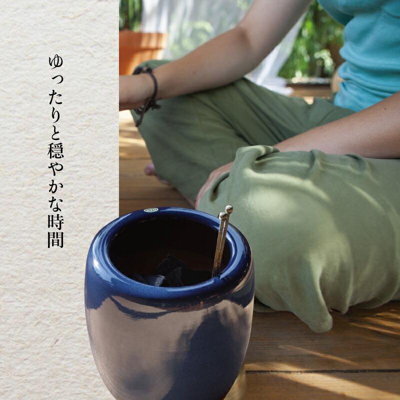信楽焼 火鉢 3点セット 生子8号＋灰炭セット（鞍馬炭特級品 小割れ