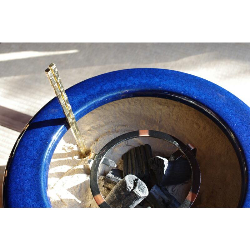 京焼 火鉢 信楽焼 火鉢 6点セット 生子15号（45cm）約14kg ＋五徳・角竹火