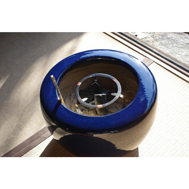 信楽焼 火鉢 7点セット 生子15号（45cm）約14kg ＋五徳・角竹火ばし＋