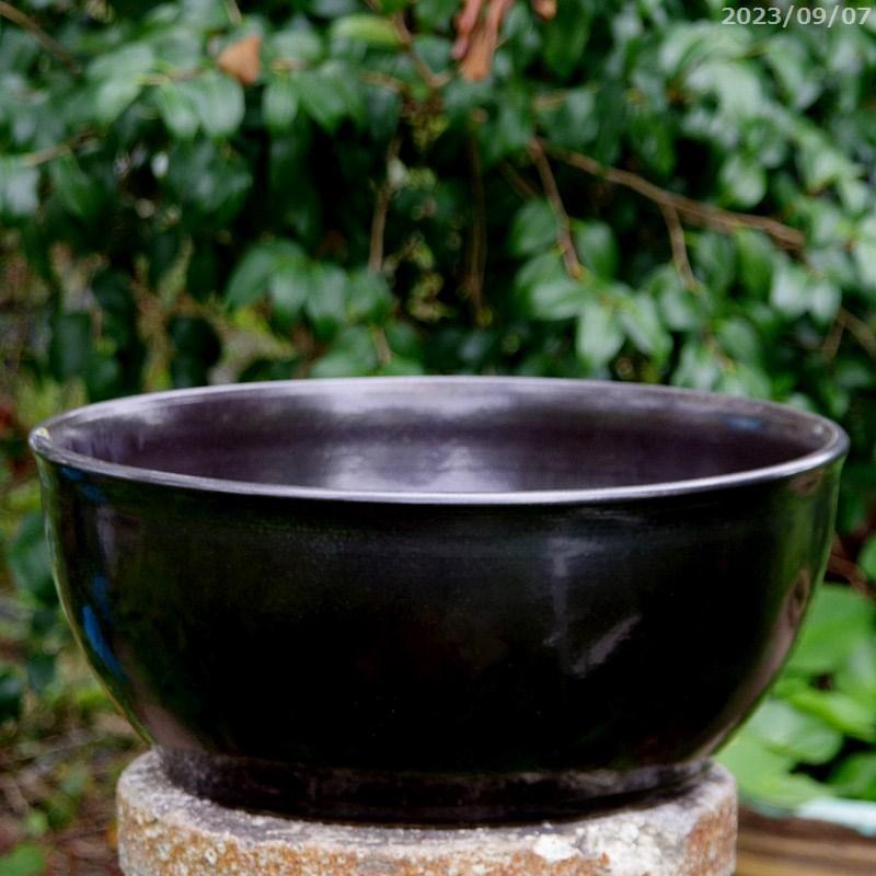 信楽焼 バーベキュー 火鉢 黒マット 浅型 13号(外径40cm）【送料