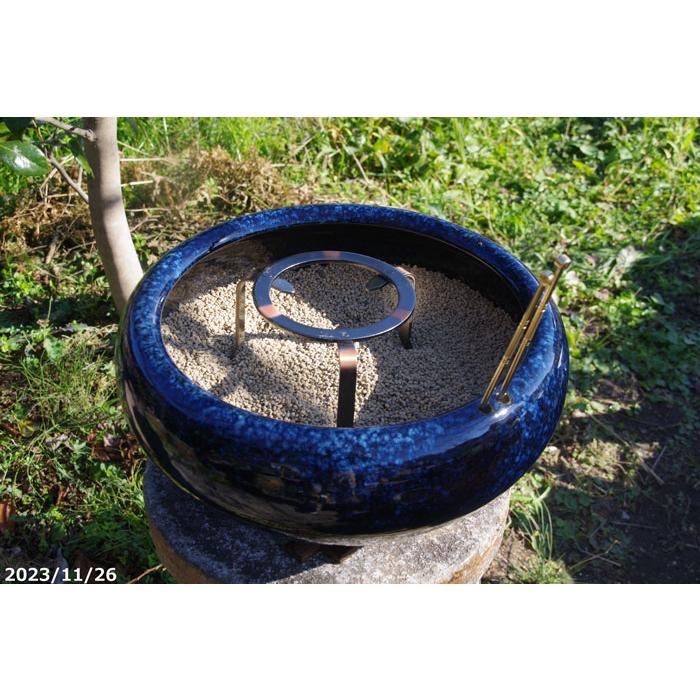 信楽焼 火鉢 4点セット 二色生子（なまこ）浅火鉢（火ばし穴有）（五徳