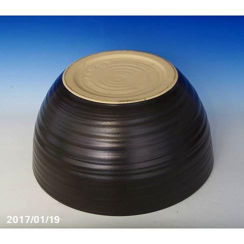 信楽焼 睡蓮鉢 黒ボール 10号（水あふれ防止小穴有）（外径30cm 高さ