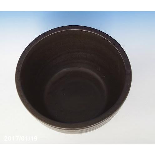 信楽焼　メダカ鉢　丸鉢　未使用品 信楽焼 睡蓮鉢 黒ボール 10号（水あふれ防止小穴有） ＋お好きな水草