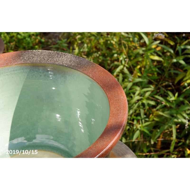 信楽焼 睡蓮鉢　コゲ千段 15号 （水あふれ防止穴有）（外径46cm 高さ26cm）　【送料無料】【産地直送】 睡蓮鉢　コゲ千段 15号 水あふれ防止穴有