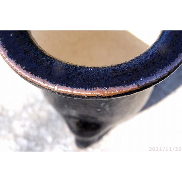 信楽焼 植木鉢 陶器 楽風 黒マット 観音竹鉢 3号 サナサービス : 石田