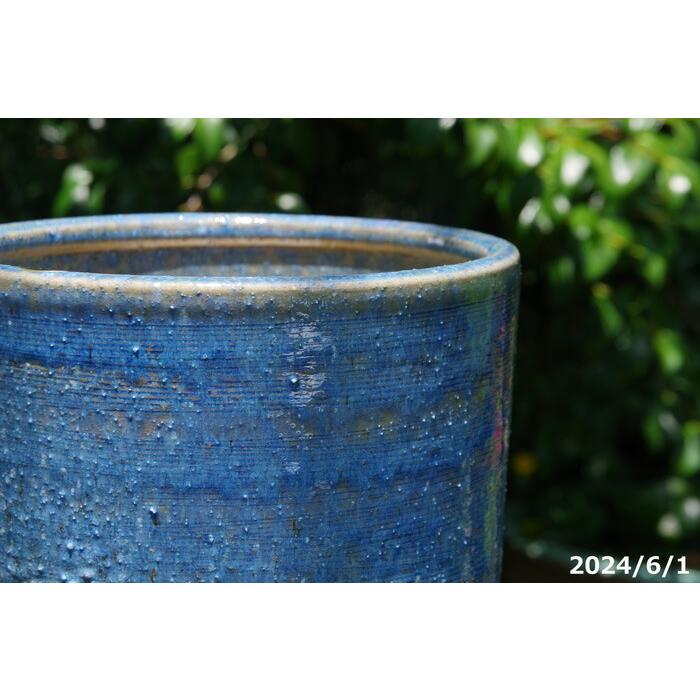 信楽焼 植木鉢 陶器 選べる 櫛目 ブルーガラス 8号 サナサービス