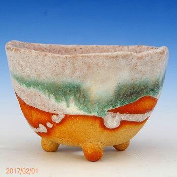 磯山4点セット　人気鉢 盆栽鉢 植木鉢 「瀬戸焼文山窯絵付鉢4点セット」 絵鉢 絵付鉢 3