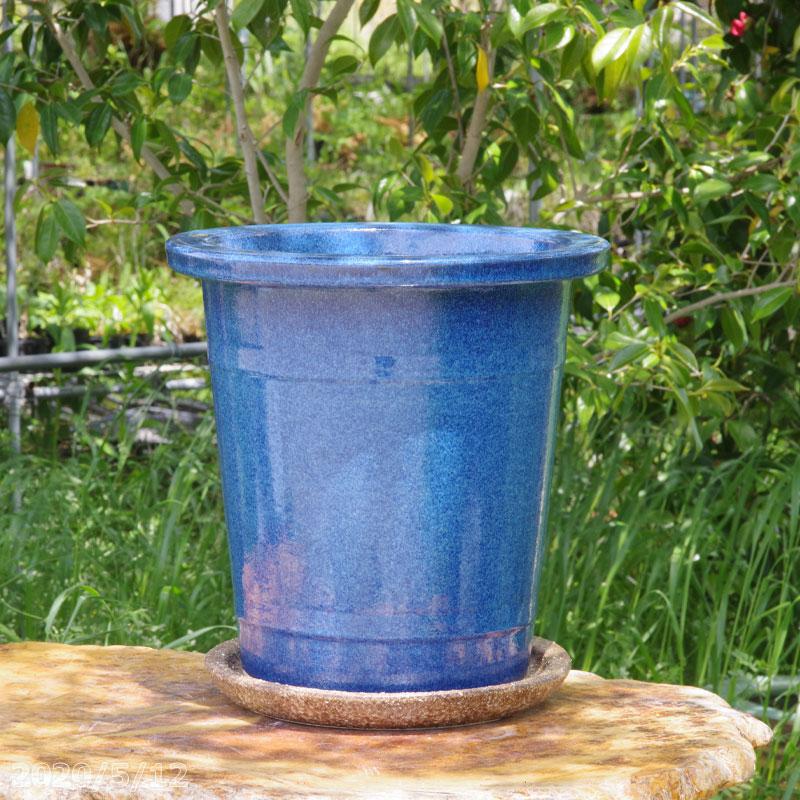信楽焼 植木鉢 陶器 生子懸崖鉢 10号 受皿9号（27cm）セット（4色有