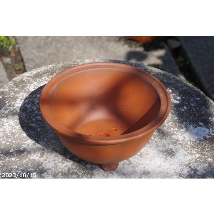 中国 朱泥 植木鉢 緑付丸鉢 足付 4.5号 【盆栽鉢 サボテン鉢 中国 朱泥 植木鉢 緑付丸鉢 足付 4.5号 【盆栽鉢 サボテン鉢