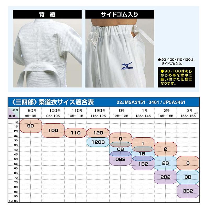 ミズノ ジュニア 柔道衣 三四郎 上下セット 120号 mizuno ミズノ 柔道衣(三四郎／パンツ)[ジュニア] 22JP5A3461 小学生