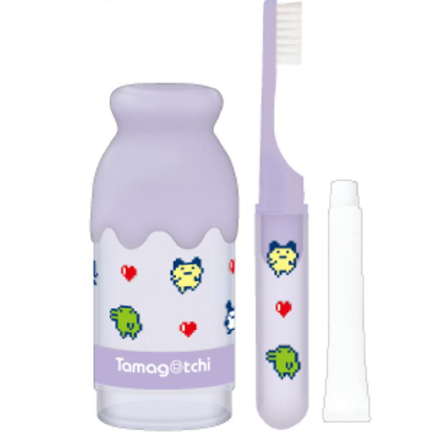 クラ123561 【たまごっち】ミルク瓶型ハミガキセット【パープル】【紫