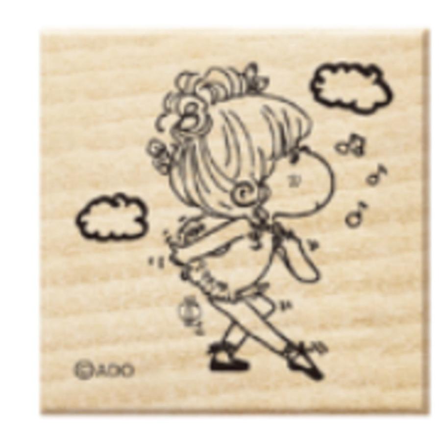 カミ227371 【ADO MIZUMORI】【水森亜土】木製スタンプ【おさんぽ