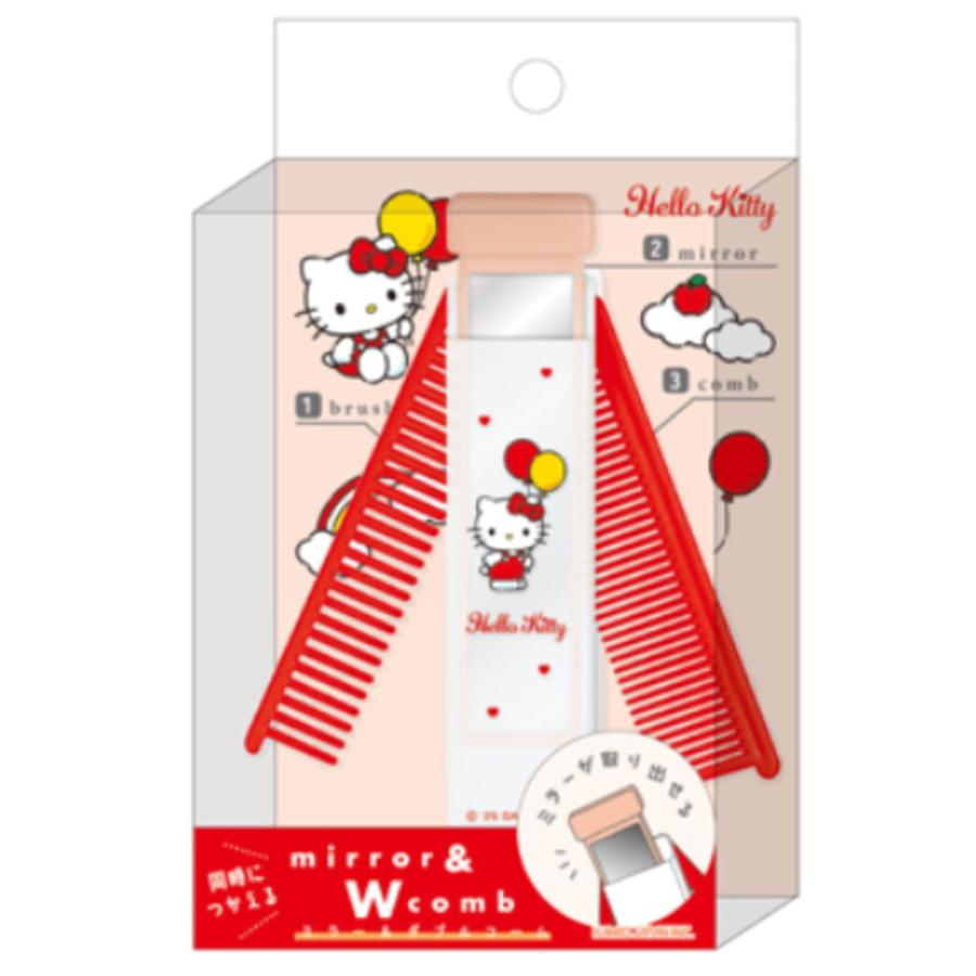 レア‼️南国トロピカルフルーツキティ ミラー付きコーム ラメ入り サンリオ ハローキティ Y2K ハート型ミラーコーム 日本製 鏡 くし