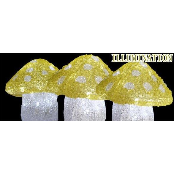 6zak804LEDアクリル【マッシュルーム】【90球】【イエロー】【3連】キノコ☆今年は一段とクォリティーがたかい！　LEDイルミネーション　【LE