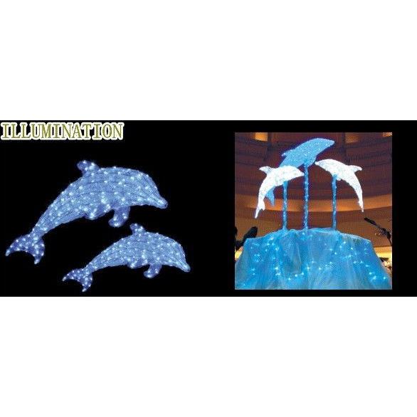 6zak889【イルミネーション】【大型商品】LED クリスタルグロー ジャンプドルフィン【ブルー】【L】【イルカ】【3D】【クリスマス】【ILLUM