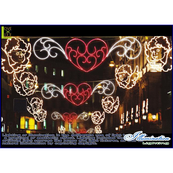8zak858【LED】【イルミネーション】【大型商品】LEDクリスタル ラバーズ【羽】【ハート】【自然】【植物】【アート】【輝き】【電飾】【モチーフ_1