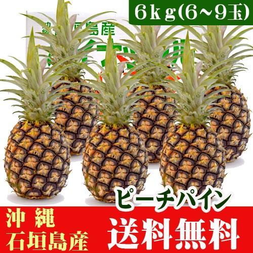 沖縄ピーチパイン 6kg 6〜9玉 石垣島産 パイナップル