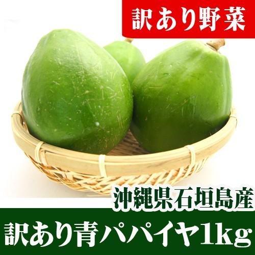 訳あり青パパイヤ  1ｋｇ 1〜3個　沖縄石垣島産｜ishigakijimanoukatai