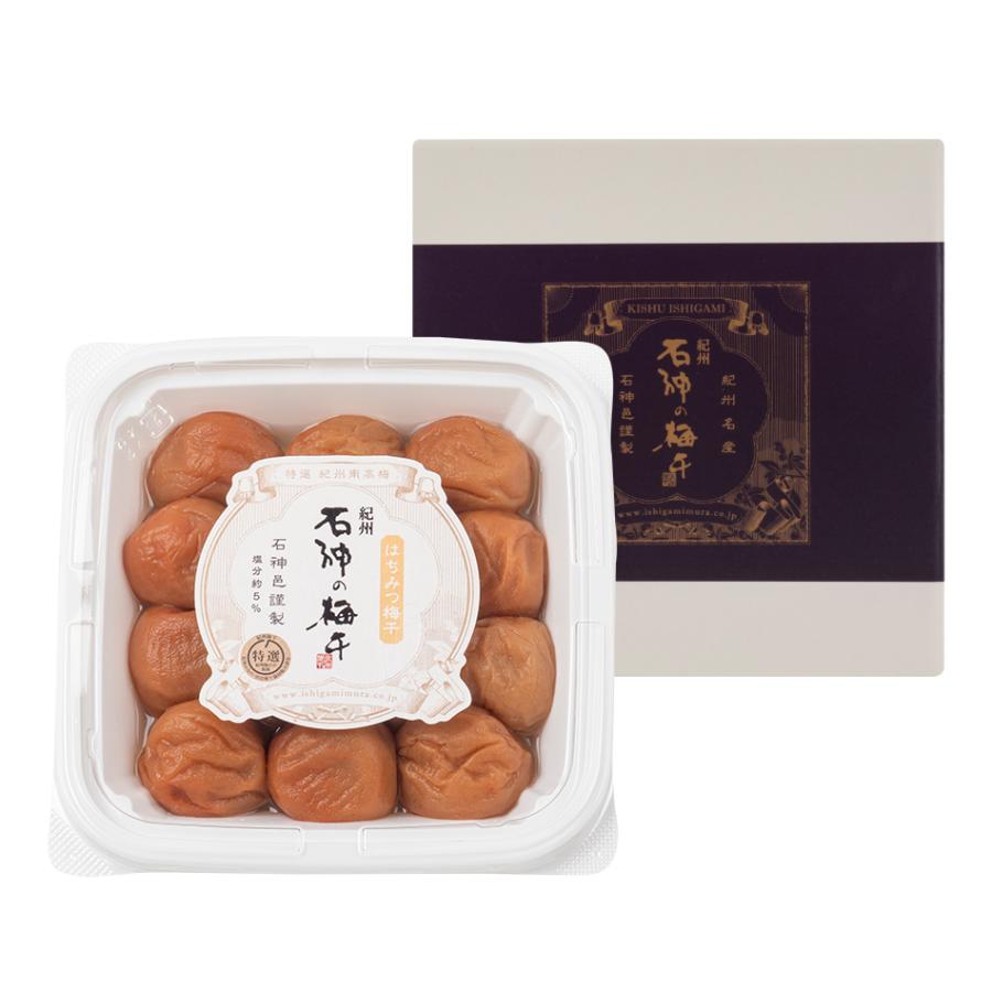 【石神邑 紀州南高梅】はちみつ梅干 [塩分5％]ペット容器＋化粧箱 400g 内祝 ギフト |  | 01