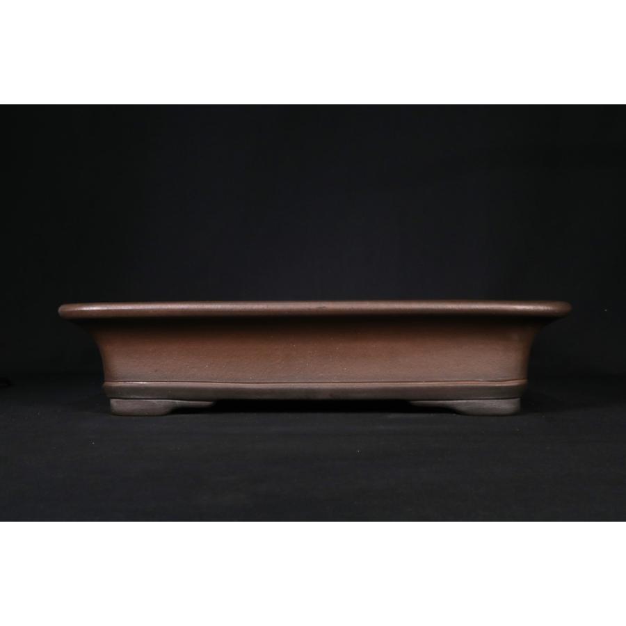 中野行山 長方撫角切足鉢 行山盆栽鉢