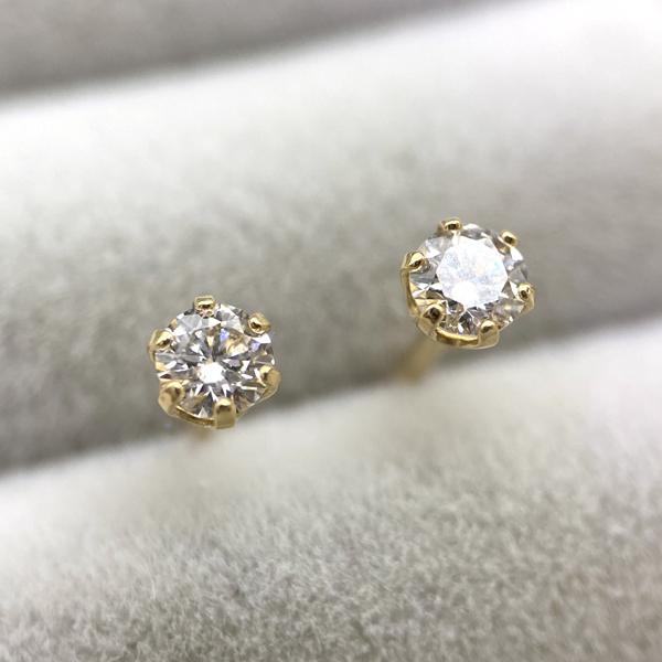 天然 ダイヤモンド ピアス K18 0.12ct シリコン H＆C Wロックキャッチ 