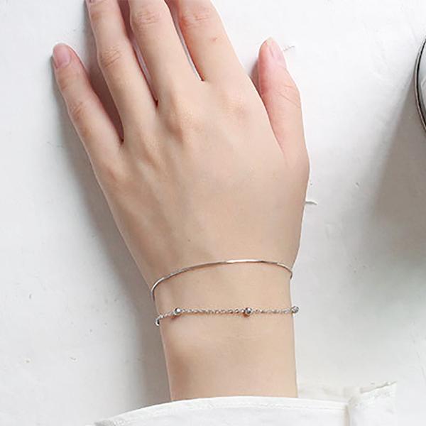 ダブルチェーン ボールチェーン ブレスレット Silver925 2連 シンプル