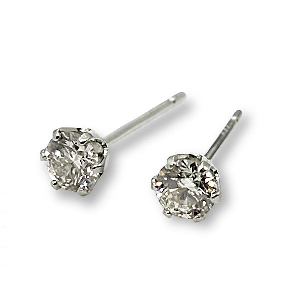 天然 ダイヤモンド ピアス H＆C PT 0.22ct 6本爪 鑑別書付き 