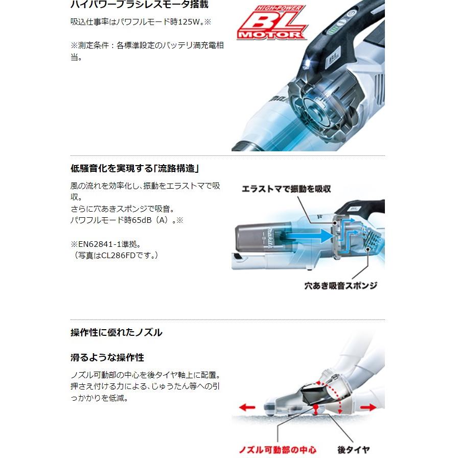 マキタ 18V 充電式クリーナ CL284FDRFO オリーブ (バッテリBL1830B・充電器DC18RF付) カプセル式集じん＆ワンタッチスイッチの画像