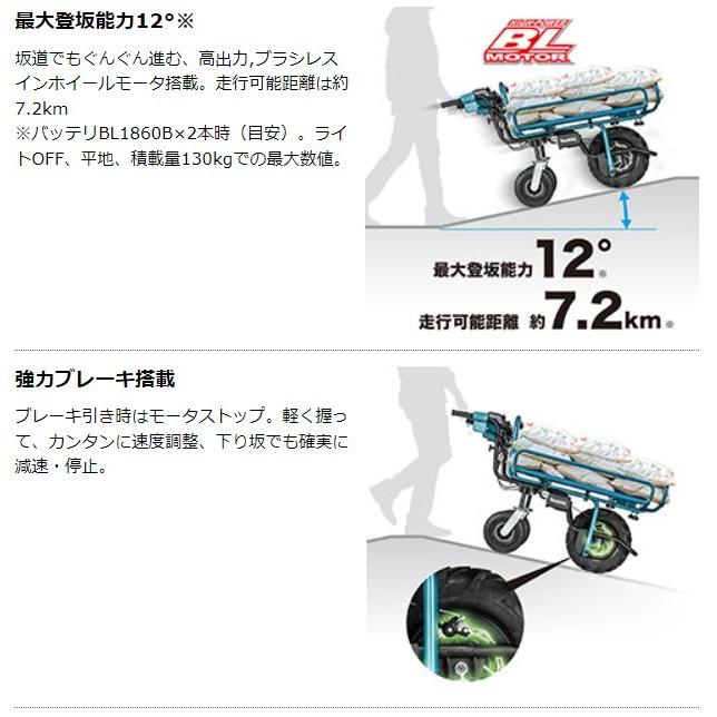 マキタ 18V 充電式運搬車 パイプフレームセット品付 CU180DZN 反射板(リフレクタ)付 ＋ A-65470 パワーソースキット1 A-61226｜ishikana｜05