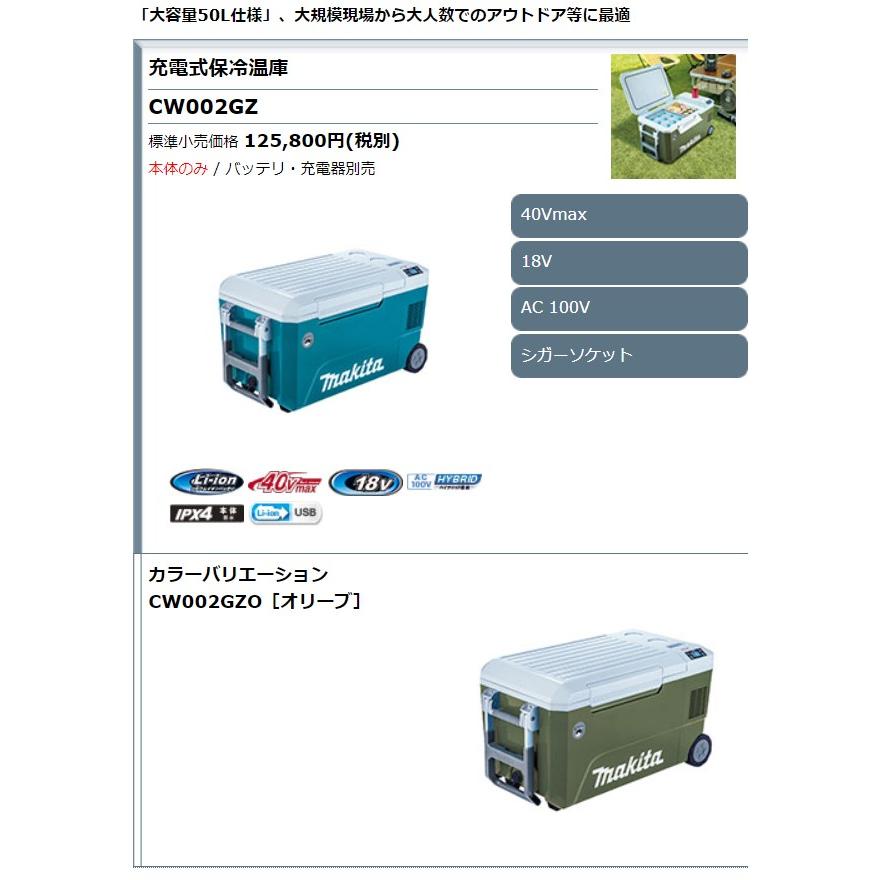 マキタ 18V/40Vmax 充電式保冷温庫 CW002GZO オリーブ 本体のみ(バッテリ・充電器別売)｜ishikana｜02