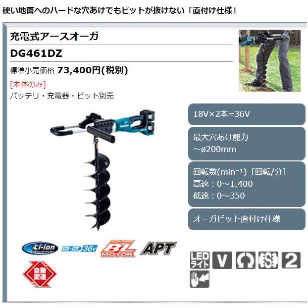 マキタ 18V+18V→36V 充電式アースオーガ DG461DZ 本体のみ(バッテリ・充電器・ビット別売)｜ishikana｜02