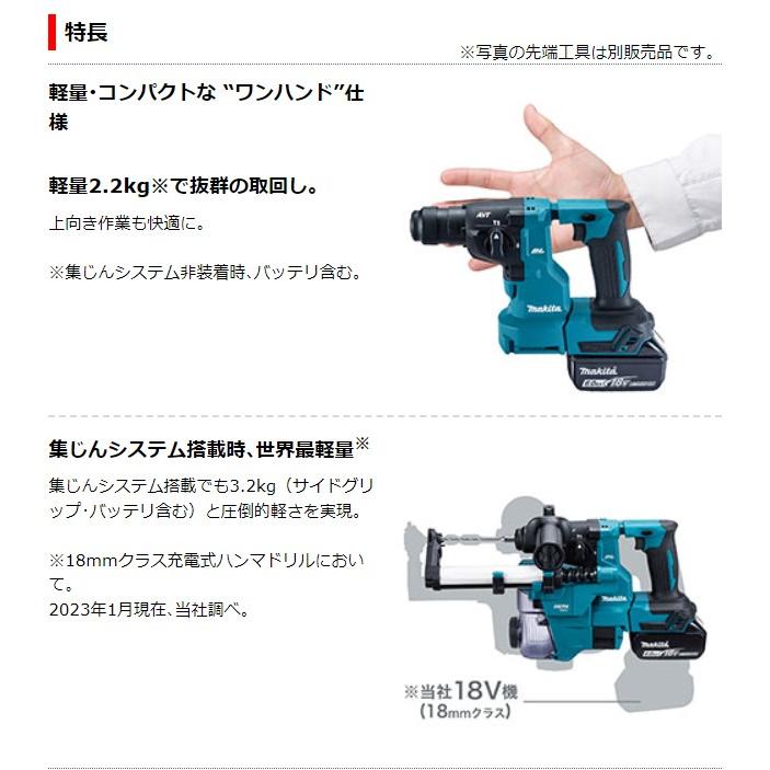マキタ 18V 18mm充電式ハンマドリル HR183DZK 本体のみ(ケース付/バッテリ・充電器別売)｜ishikana｜05
