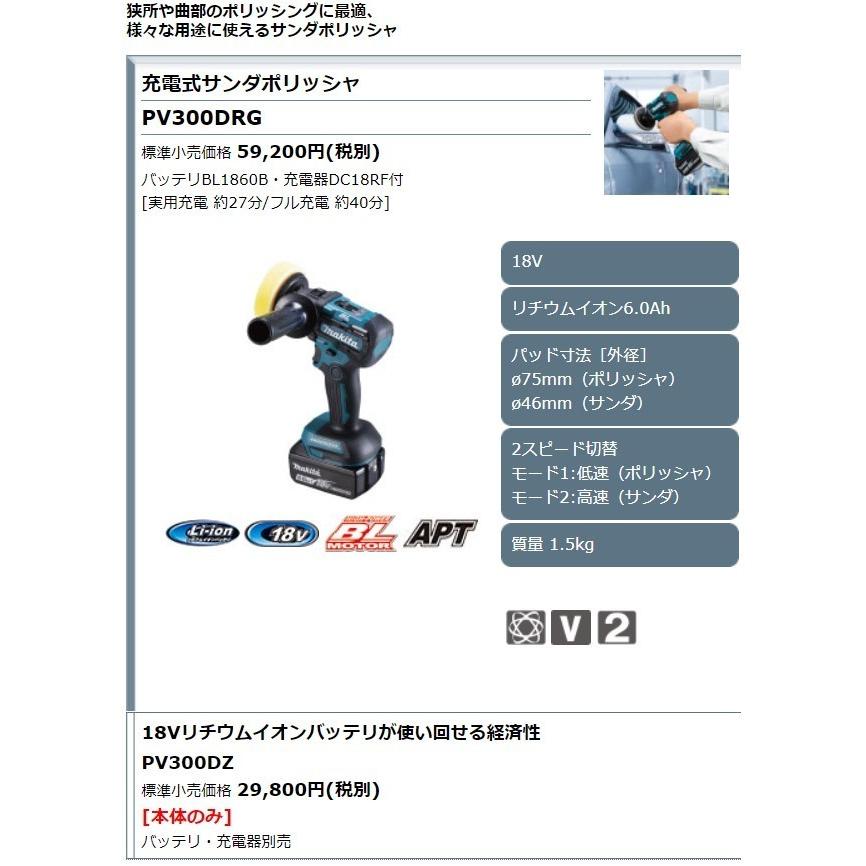 マキタ 18V 充電式サンダポリッシャ PV300DZ 本体のみ(バッテリ・充電 マキタ 18V 充電式サンダポリッシャ PV300DZ 本体のみ(バッテリ・充電