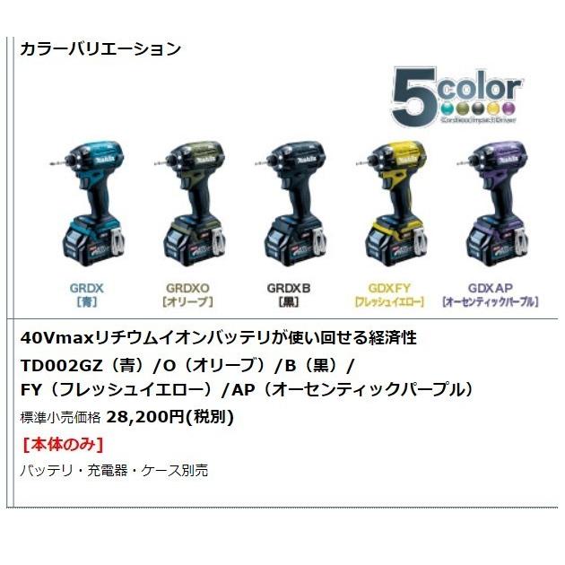 マキタ（makita） 40Vmax 充電式インパクトドライバ TD002GDXFY