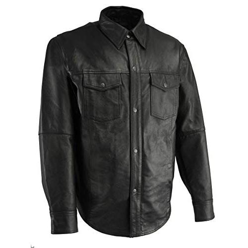 割引送料込み Milwaukee Leather LKM1601 メンズ ブラック 軽量 レザースナップフロントシャツ Sサイズ X-Large ブラック LKM1601BLK