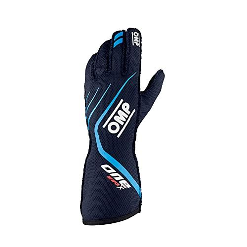 オンラインストア販売店 OMP ONE EVO X GLOVE ネイビーブルー×シアン (BC) XLサイズ レーシンググローブ FIA公認8856-2018 NAVYBLUE×CYAN