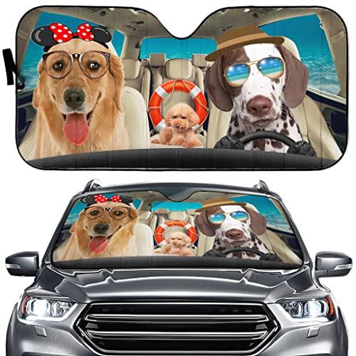 Funny Dog Car フロントガラス サンシェード かわいい動物 折りたたみ式 自動UVレイ サンバイザー プロテクター サンシェード