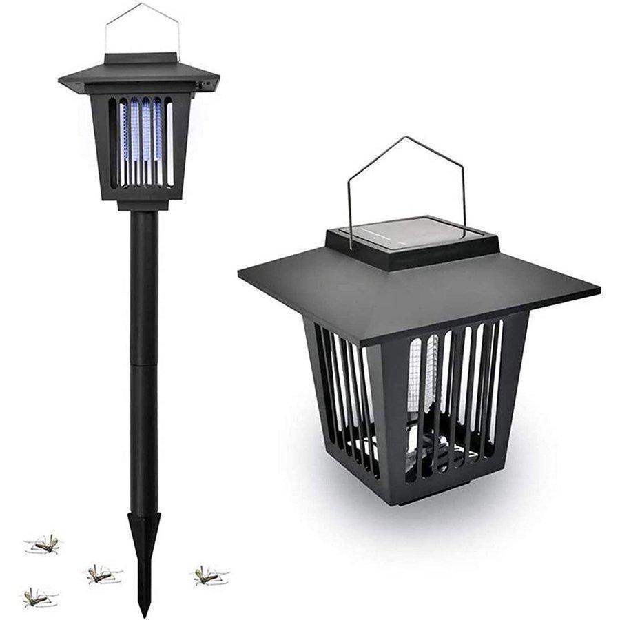 殺虫灯 電撃殺虫器 蚊取り器 ソーラー殺虫ガーデンライトuv光源誘引式 電撃殺虫機 蚊よけ 蚊除け誘蛾灯 LEDライト付き 蚊取り＆照明両用 置く 地面に挿す可能 の商品画像