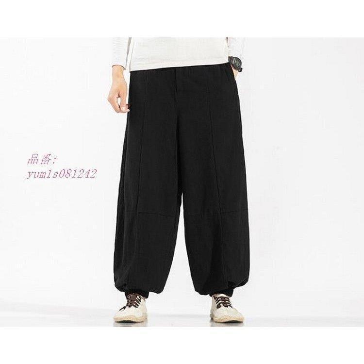 22春大特価セール メンズ サルエルパンツ リネンパンツ 無地 オシャレカジュアルボ春物 ジョガーパンツ 綿麻 ゆったりパンツ チノパン イージーパンツ 麻パンツ サルエルパンツ Color ブラック Michiganestateplanning Com