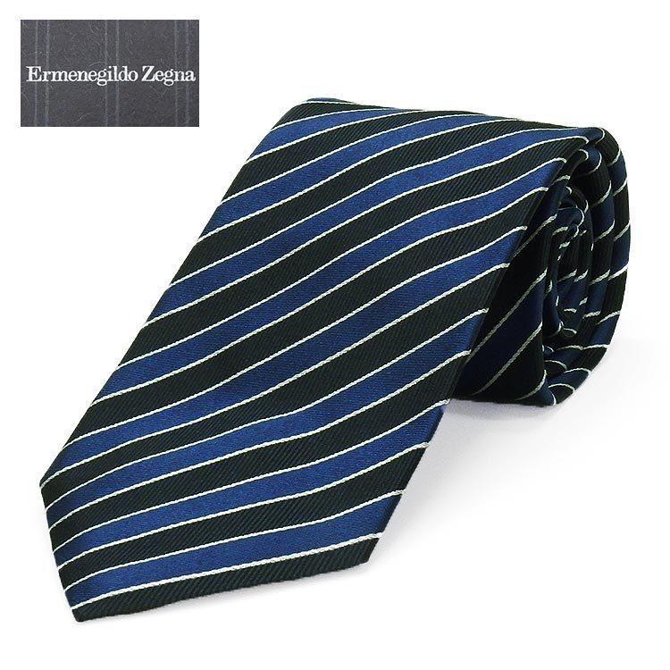 Ermenegildo Zegna シルク ネクタイ 紺 ストライプ イタリア製 【公式
