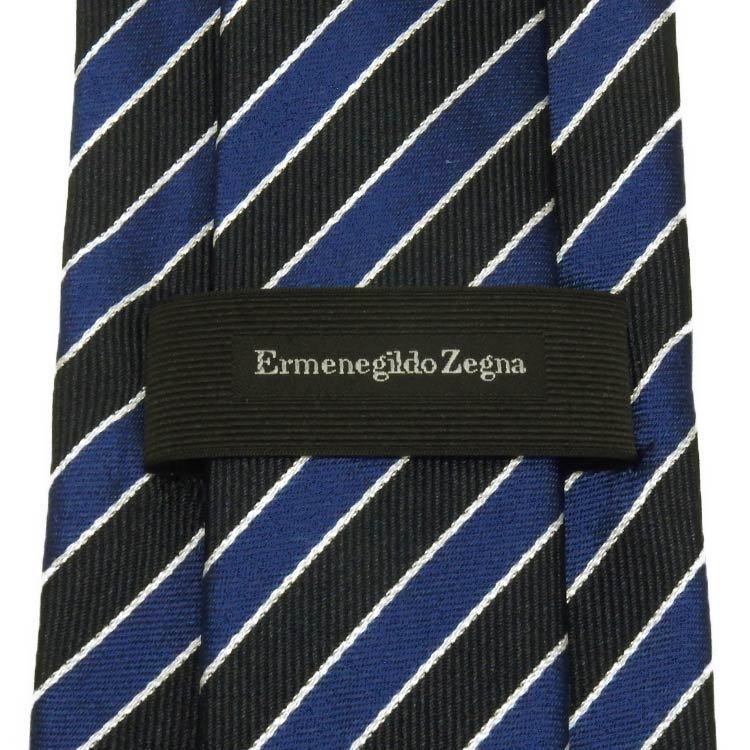 Ermenegildo Zegna シルク ネクタイ 紺 ストライプ イタリア製 Ermenegildo Zegna シルク ネクタイ 紺 ストライプ イタリア製 【公式