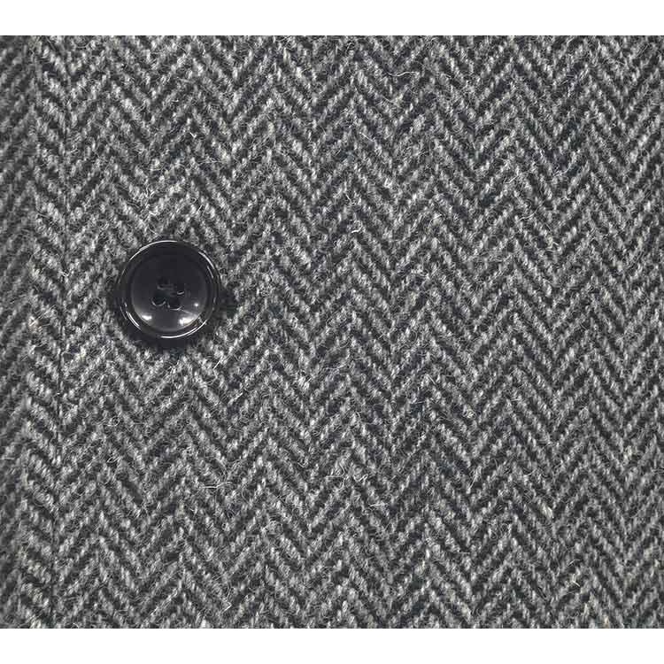 ハリスツィード グレー ヘリンボーン チェスターコート　ピアチェンツァネクタイ付 ハリスツィード グレー ヘリンボーン チェスターコート
