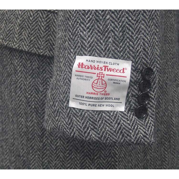 極美品✨ハリスツイード　チェスターコート　マキシ丈　ヘリンボーン　グレー系　XL HARRIS TWEED 英国生地 [Harris Tweed]ハリスツイード
