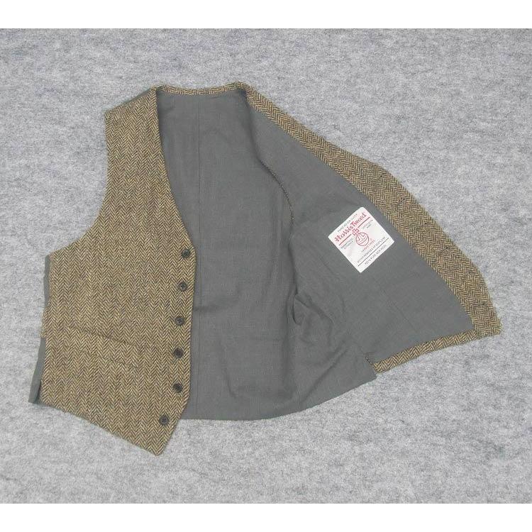 英国生地　[Harris Tweed]ハリスツイード　ベスト　[A体][AB体]兼用 　茶系/杉綾　5釦　秋冬物　オッドベスト　HTV3203｜ishikei-zubon｜03