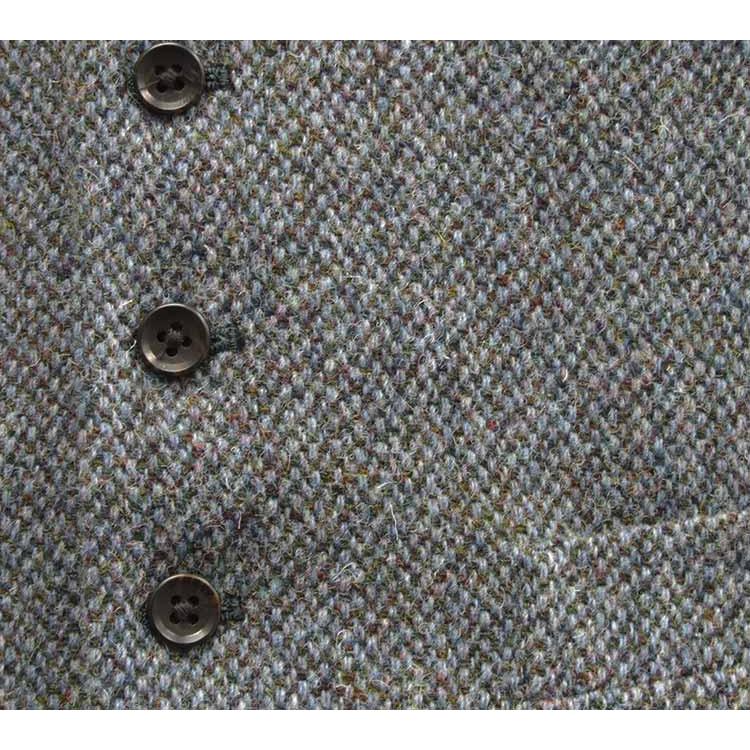 試着 パラスパレス✨ツイードウール100% ベスト バッグベルト 裏地付き日本製 HARRIS TWEED（ハリスツイード） 英国生地 ベスト [A体][AB体] 青系