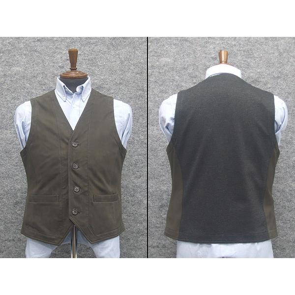 ベスト/ジレ 羊革ヌバック グレー スペインレザー ラム革 Vネック前